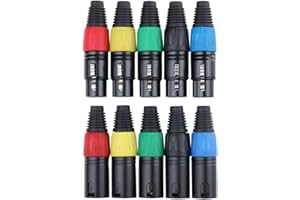 Pronomic Zestaw wtyczek XLR-Male 5 sztuk, żeńskie XLR 5 sztuk (do konfekcjonowania kabli, montażu, wysokiej jakości tuleje zaciskowe, stabilna obudowa z odlewu ciśnieniowego), kolorowy