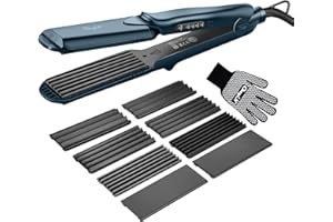 CkeyiN Piastra crespa per capelli, piastra per capelli 4 in 1, piastra in ceramica e set piastra multistyler, piastra ondulata,beach waves (Verde)