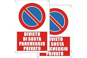 AERHIMIY Cartello Divieto di Sosta Parcheggio Privato Alluminio Riflettente 20x30 cm, 2 Pezzi Cartello Parcheggio Privato Metallo Protezione UV, Impermeabile, Antiruggine, Con fori