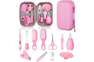 GENERISCH Kit Neonato Igiene Nascita - 12 Set Cura Bambina, Set Bagnetto Neonato, Kit Unghie Neonato, Indispensabili Accessori Utili Prodotti per Neonato, Beauty Spazzola Neonati Viaggio e Quotidiana