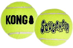 KONG - Squeakair Balls - Pelotas de tenis sonoras que respetan sus dientes - Para Perros de Raza Mini (pack de 3)