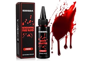 BOBISUKA Halloween Faux Sang 50ml - Fake Blood Réaliste, Lavable, Sûr, Faux Sang pour Halloween, Film, Théâpre, Farces, Blessures Simulées (Rouge Vif)