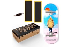 BERLION Finger Skate pour doigts professionnel en bois Pro concave moyenne, mini skateboard Fingerboard petit, ponçage, outil et roues, Finger Toys anti-stress