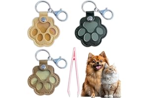 Glamifyr 3 Stück Schlüsselanhänger für Tierhaare,Schlüsselanhänger Hundehaare Katzenhaare,Schlüsselanhänger aus Leder zur Erinnerung an Ihr Haustier,Personalisiert Pfote Tierhaar Anhänger mit Pinzette