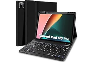LUPXIU Funda con Teclado para Xiaomi Mi Pad 5/5 Pro, Español Ñ Ultra Slim Teclado con Ranura de Lápiz, Magnético Desmontable Inalámbrico Bluetooth para Xiaomi Mi Pad 5/5 Pro 11 Pulgada, Negro