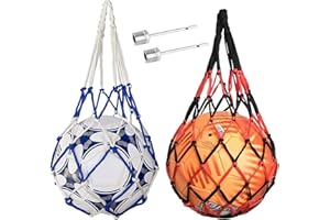 GVIVEJ Tragbares Ballnetz, 2er-Set, Fußball-Sportnetz, Balltasche und Netz, Balltrage-Tennis-Tragenetz, passend mit Kordelzug, 2 Ballnadeln