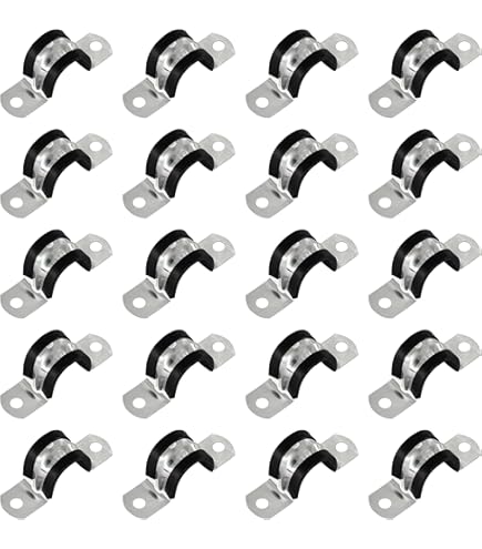 15mm Dia EPDM Rubber Lined U Shaped Pipe Tube Wire Clamps Clips 5pcs