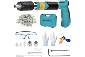 DKEVEU Pistola de Clavos Manual Clavadora Pistola Clavos Hormigon con 220Clavos Pistola de uñas Acero Ajustable de 5 Velocidades con Silenciador Nail Gun Clavadora cemento para Pared Acero Cementode Concreto