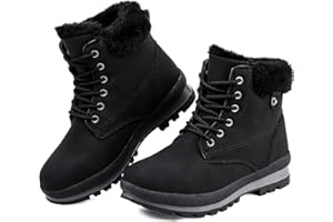 HANANI Snow Boots Womens Winter Boots Warm Fur Lined Walking Boots Ankle Boots Ladies Hiking Boots Mid Calf Boots Lace up Outdoor Non-Slip Work Booties Girls Light weight