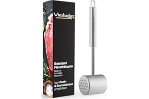 Winzbacher® Fleischklopfer [Spülmaschinenfest] Edelstahl | 2 Schlagflächen - Fleischhammer, Schnitzelklopfer, Fleischplattier
