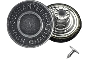 Trimming Shop 8 x Jeans Stud Buttons 17mm Wide Gun Metal Colour, Replacement for Missing Buttons on Jeans, Jackets, Clothes
