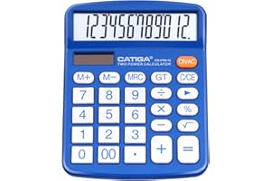 CATIGA Desktop Calculator 12 Digit with Large LCD Display and Sensitive Button, Solar and Battery Dual Power, Standard Function for Office, Home, School, CD-2786 (Blue)