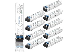 QSFPTEK (10 Pack 1000BASE-LX/LH Gigabit SFP, 1.25G SFP 1310nm 10km DDM LC Port Single-Mode Mini-GBIC ricetrasmettitore per Cisco GLC-LH-SMD/GLC-LX-SM-RGD, Ubiquiti UF-SM-1G, Microtik