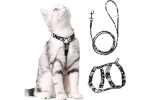 VBNZBK Arnes Gato Juego de Arnés y Correa, Ajustable Antiescape Ultraligero Suave y Cómodo, Fácil de Poner y Quitar, Arnés para Caminar Diario para Perros Pequeños