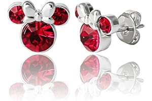Orecchini Minnie Mouse a Bottone con Pietra Portafortuna Disney da Donna - Orecchini per Ragazze - Gioielli con Pietra Portafortuna - Gioielli Disney