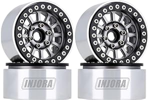 INJORA Llantas de Oruga Rueda de 1.9 Pulgadas Beadlock para 1:10 RC Crawler Axial SCX10 Pro TRX-4 VS4-10 Redcat Gen 8 7 Pro (4 Piezas, Gris)