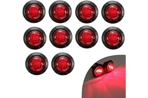 KYYET 10 Pcs 3/4 Inch Mount LED Rear Side Marker Indicator Lights for Trucks, Traile ,Cab Marker, RV Marker,Marine Led Utility Strip Light for Boats ,Taillight Brake Stop Lamp12V (Red)