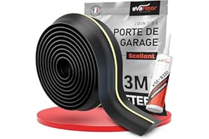EVAFLOOR® Joint Porte Garage 3M | Empêche l’Eau, la Poussière et le Froid – Installation Facile | Seuil de Porte de Garage | Silicone d’installation incluse (3 m)