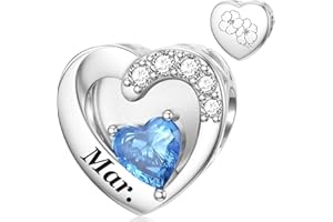 SEVENWELL Geburtsstein Charm für Pandora Charm 925 Sterling Silber Monat Blume Geburtstag Bead Charm