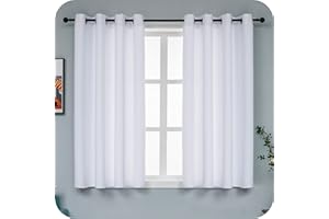 GIRASOLE HOME Coppia Tende Bianche Oscuranti Termiche Morbide Tinta Unita Tenda Isolante per Soggiorno Camera e Interni 2 Pannelli con Occhielli 140x145cm