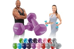 Miweba Sports Ensemble d'haltères en néoprène NKH100 | Haltères professionnels - 0,5 - 10,0 kg - Ensemble de haltères courtes - Haltères de gymnastique - Ensemble de haltères courts - Ensemble d'haltères