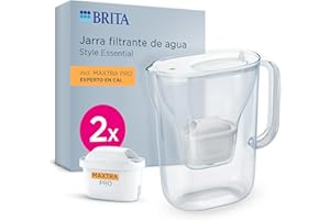 BRITA Jarra filtrante Style Essential Blanca (2.4L) incl. 2x MAXTRA PRO Experto en Cal | Compatible con la puerta del frigorífico, con indicador LED, filtra la cal, y mucho más