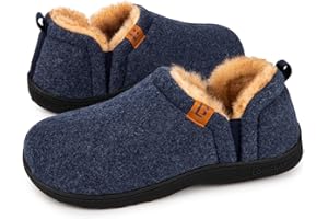 LongBay Men's Warm Memory Foam Slippers Home House Indoor Outdoor Anti-Slip Winter Shoes