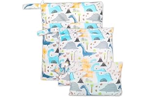 bssmmai Windeltaschen Nasstaschen, 3stk Nasse und Trocken Wickeltaschen, Wetbag Organiser, Reißverschluss, wasserdicht, waschbar, Nassbeutel Kindergarten für für Unterwegs Baby Windeln TüCher