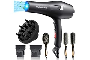 LOEVERY Asciugacapelli Professionale con Ioni 2400W,Rapida Salon Phon per Capelli con 1 diffusore 2 ugelli styling,2 Velocità 3 Impostazione di Calore,Phon forte per Famiglia, Salone, Parrucchieri