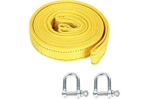 DANNEEFORSU7 Tow Rope Car, 5 m 5 Ton Tow Strap Kits with Fluorescent with 2 Reinforced Hooks Tow Rope for Car, Off-Road