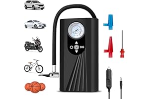 Noxtioanip Gonfleur Pneus Voiture, Compresor de Aire Portátil avec Manomètre, Compresseur à Air Portatif, Compresseur Voiture Gonfleur Pneus, pour Voiture, Vélo, Moto, Scoote, Balle