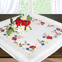 Kamaca Kit De Broderie Motif Floral Symphonique - Surnappe 80x80 Cm En Coton Avec Points Renforcés