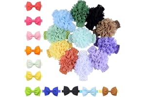 Xumier 20pcs Baby Mädchen Nylon Stirnbänder Chiffon Blume Weiche Elastische Haarband Haarschmuck Baby Stirnband für Baby Mädchen Haarschmuck für Neugeborene Kleinkinder,Mit Haarnadel