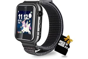 Retysaz Kids Smart Watch 24 Game Smart Watch for kids Pedometer Phone Fashion Smartwatches for Children 3-14 Great Gifts To Girls Boys Electronic Learning Toys (Metallic Black)