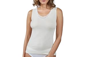 Pinuccio Venegoni Canottiera Lana E Seta Intima da Donna; Canotta Termica Spalla Larga con Pizzo. Made in Italy Nera E Bianca Intimo Donna Invernale Elegante Sottogiacca Donna Elegante Maglia Intima