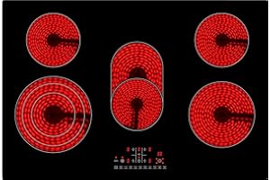 Acopino Kochfeld KM5 – 5-Zonen Kochfeld | Touch-Bedienung | Timer-Funktion | Kindersicherung | Dreifachkochzone | Glaskeramik | Einbau-Kochfeld | Energieeffizient