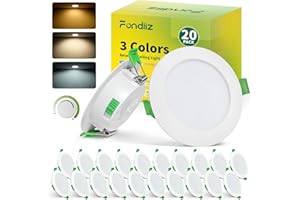 Fondiiz Lot de 20 Spot LED Encastrable 68mm, Spot Dimmable LED 5W Blanc Chaud 2700K Blanc Neutre 4000K Blanc Froid 6000K Réglable, spot Salle de Bain IP44 pour Salon Cuisine, Rond