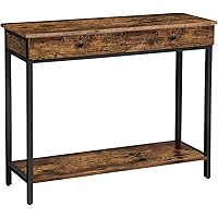 VASAGLE Konsolentisch, Flurtisch, Beistelltisch, Sofatisch mit 2 Schubladen, Stahlgestell, stabil, Flur, Wohnzimmer…