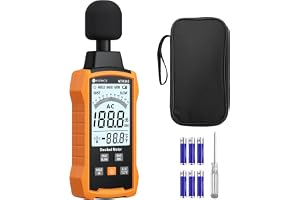 Neoteck decibel mätare, digital bärbar ljudnivåmätare 30–130 dB med LCD-skärm, A/C viktad ljudnivåmätare för hemmafabriker