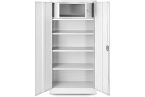 Jan Nowak Armario de Oficina C001D Archivador Armario de Herramientas Metálico con Compartimento Secreto Pintura en Polvo 185 cm x 90 cm x 45 cm (Blanco)