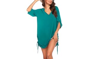 AI'MAGE Damska okrycie bikini letnia sukienka plażowa damska koszula plażowa ponczo 3/4 rękawy S-XXL