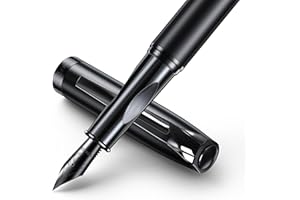 BOCIYER samurai Fountain Pen Set,Hand Polished Medium Titanium Tip,Calligraphy Nib(Bent Nib),Includes 8 Ink Cartridges,Ink Refill Converter*2 And Gift Box,Best Pen Gift Set for Men & Women(Black)