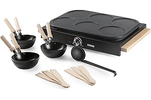 ‎DOMO DOMO DO8719W Gourmet-Set Wok-Set/Pancake- Holzdesign - 6 Personen