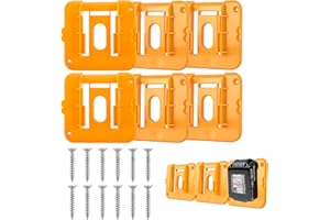 PEESHON 6 Pack Battery Holders for Dewalt 14.4-18V Lithium Battery, Battery Mounts Dock Holder Battery Mount,Battery Clip Fixed Hanger（No Battery）