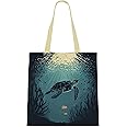 The Purple Tree Ocean Theme Tote Bags For Women, Ecofriendly Cotton Tote Bags, Womens Tote Bag, Eco Friendly Tote Bag, Underwater Turtle Tote Bag, Gifts For Women