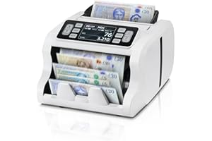 MUNBYN 2025 Nuevo Contadora de Billetes de Mixto, Maquina Contar Billetes, Detector Billetes Falsos con UV/MG/IR/MT, EUR, USD, CAD, Más de 120 Divisas, Pantalla TFT de 3.5", 2 Años de Garantía, IMC09
