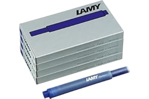 LAMY Lot de 4 cartouches d'encre T10 avec grand stock d'encre – Convient pour tous les modèles de stylo plume Lamy – Contenu : 1,25 ml par cartouche – 5 pièces par paquet – Couleur de l'encre : bleu