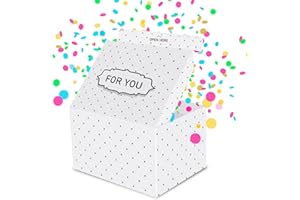 FETTIPOP Boîte Cadeau DIY, Coffret Cadeau Luxe Explosion Confettis (Blanche Premium) Vide 18,5 x 14 x 11 cm, pour Elle et Lui, Fêtes, Anniversaires, Mariages, Événements, toute occasion