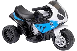 Baroni Toys Moto Giocattolo Elettrica BMW con Licenza per Bambini 1-4 Anni, Design Realistico, Manubrio Sterzante, Pedale di Accelerazione e Fanali e Suoni Funzionanti, 66x37x44 cm, Blu