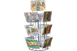 ‎GERSO GERSO Thekenständer Postkartenständer für Postkarten 12 Motive drehbar 150x105 mm, A6, Querformat, Kartenhalter, silber